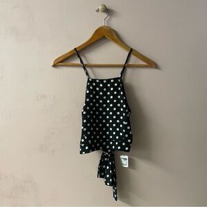 Charlotte Russe Black Polka Dot Tie-Back Crop Top NWT Size M